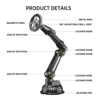 XWJ-JX04 Dashboard Windshield Magnetic Car Mount Suction Cup Base Long Arm Holder(Single Hole) - Universal Car Holders by buy2fix | Online Shopping UK | buy2fix