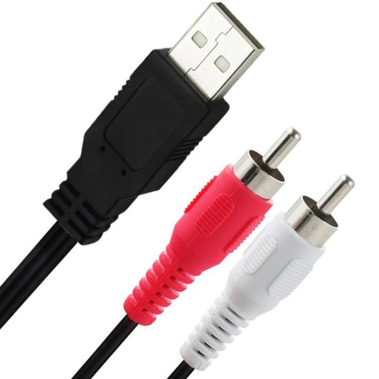 JUNSUNMAY 1.5m USB 2.0 Male to 2 RCA Male Video AV Converter Audio Splitter Cable - Splitter Adapter by JUNSUNMAY | Online Shopping UK | buy2fix