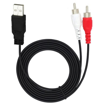 JUNSUNMAY 1.5m USB 2.0 Male to 2 RCA Male Video AV Converter Audio Splitter Cable - Splitter Adapter by JUNSUNMAY | Online Shopping UK | buy2fix