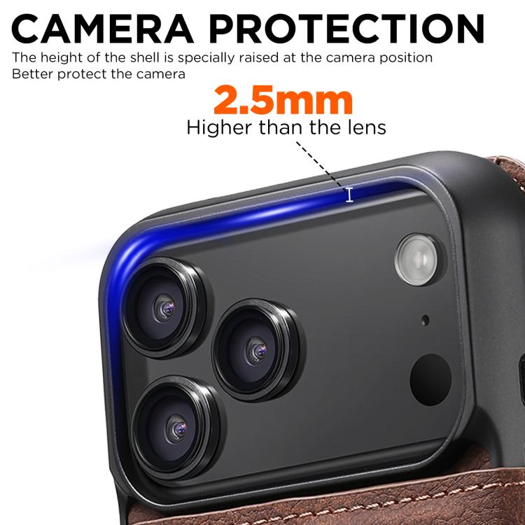 For iPhone 17 Pro Max Suteni Q05 2-in-1 Multi-function MagSafe Wallet Litchi Leather Phone Case(Brown) - iPhone 17 Pro Max Cases by Suteni | Online Shopping UK | buy2fix