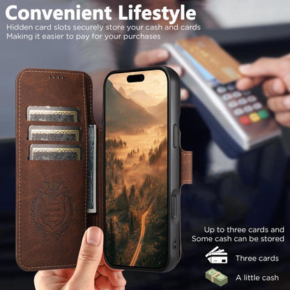 For iPhone 17 Air Suteni Q05 2-in-1 Multi-function MagSafe Wallet Litchi Leather Phone Case(Brown) - iPhone 17 Air Cases by Suteni | Online Shopping UK | buy2fix