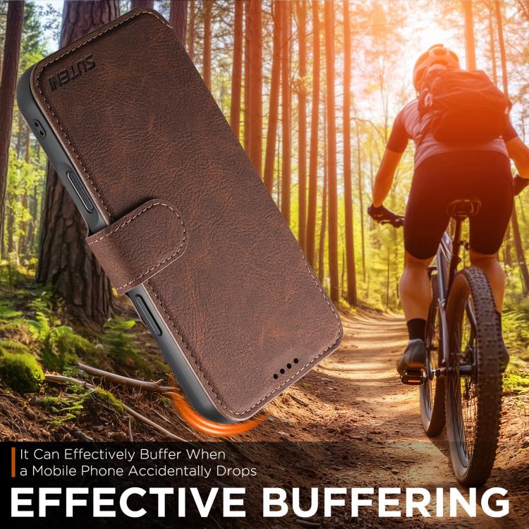 For iPhone 17 Air Suteni Q05 2-in-1 Multi-function MagSafe Wallet Litchi Leather Phone Case(Brown) - iPhone 17 Air Cases by Suteni | Online Shopping UK | buy2fix