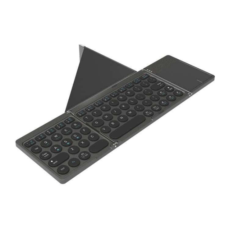 KF86 MAX Foldable Wireless Bluetooth-Compatible Keyboard With Touchpad + Leather Case - Wireless Keyboard by buy2fix | Online Shopping UK | buy2fix