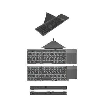 KF86 MAX Foldable Wireless Bluetooth-Compatible Keyboard With Touchpad + Leather Case - Wireless Keyboard by buy2fix | Online Shopping UK | buy2fix