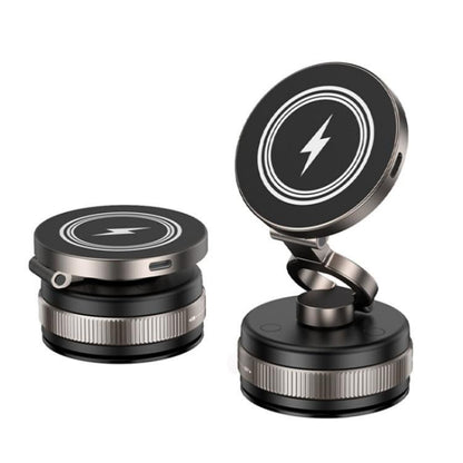 D1W Wireless Charger Magnetic Car Phone Holder Foldable Vacuum Suction Phone Mount Stand - Wireless Charger Holders by buy2fix | Online Shopping UK | buy2fix