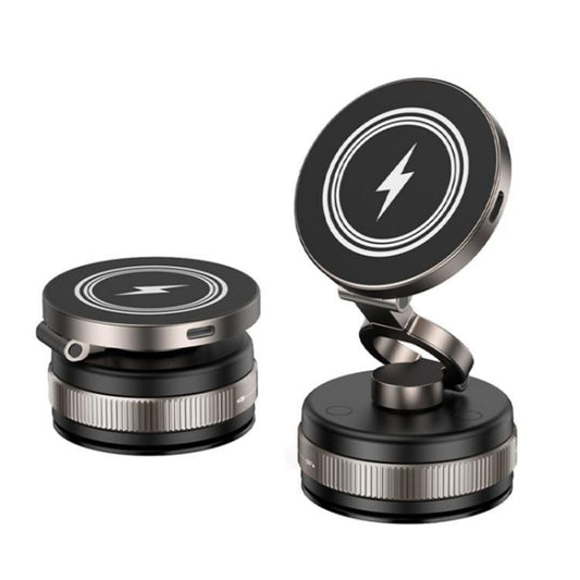 D1W Wireless Charger Magnetic Car Phone Holder Foldable Vacuum Suction Phone Mount Stand - Wireless Charger Holders by buy2fix | Online Shopping UK | buy2fix