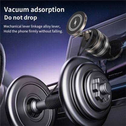 D1W Wireless Charger Magnetic Car Phone Holder Foldable Vacuum Suction Phone Mount Stand - Wireless Charger Holders by buy2fix | Online Shopping UK | buy2fix