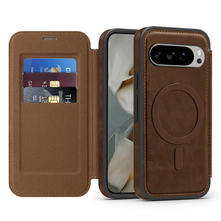 For Google Pixel 10 Linton MagSafe Leather Phone Case(Coffee) - Google Cases by buy2fix | Online Shopping UK | buy2fix