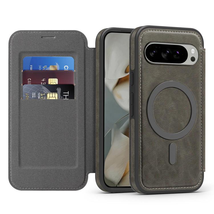 For Google Pixel 10 Linton MagSafe Leather Phone Case(Grey) - Google Cases by buy2fix | Online Shopping UK | buy2fix