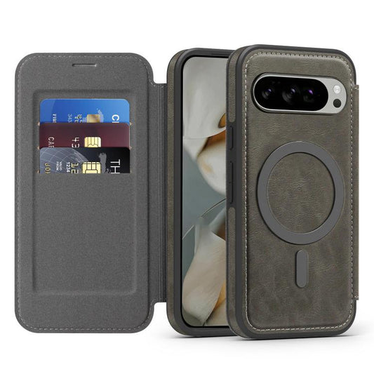 For Google Pixel 10 Linton MagSafe Leather Phone Case(Grey) - Google Cases by buy2fix | Online Shopping UK | buy2fix