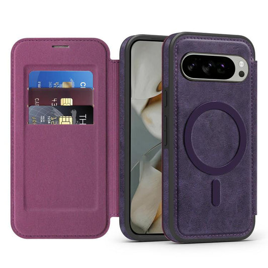 For Google Pixel 10 Linton MagSafe Leather Phone Case(Purple) - Google Cases by buy2fix | Online Shopping UK | buy2fix