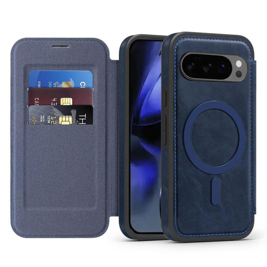 For Google Pixel 10 Pro Linton MagSafe Leather Phone Case(Blue) - Google Cases by buy2fix | Online Shopping UK | buy2fix