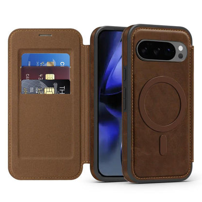 For Google Pixel 10 Pro Linton MagSafe Leather Phone Case(Coffee) - Google Cases by buy2fix | Online Shopping UK | buy2fix