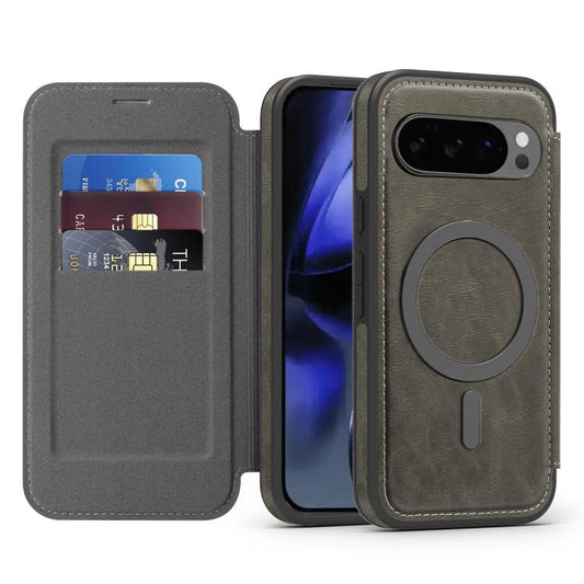 For Google Pixel 10 Pro Linton MagSafe Leather Phone Case(Grey) - Google Cases by buy2fix | Online Shopping UK | buy2fix