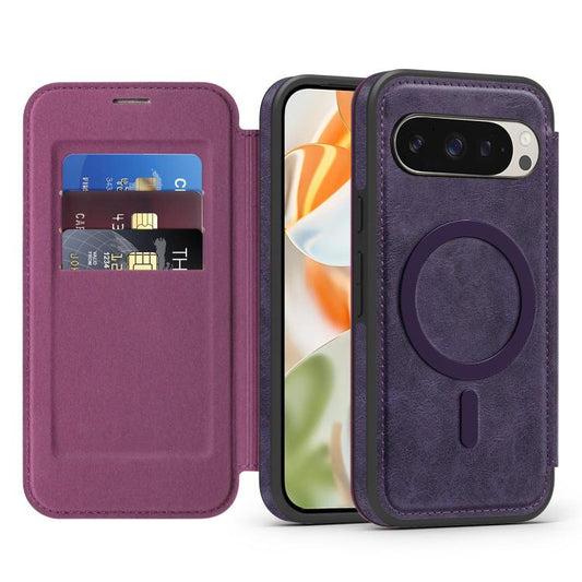 For Google Pixel 10 Pro XL Linton MagSafe Leather Phone Case(Purple) - Google Cases by buy2fix | Online Shopping UK | buy2fix