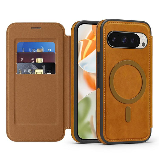 For Google Pixel 10 Pro XL Linton MagSafe Leather Phone Case(Brown) - Google Cases by buy2fix | Online Shopping UK | buy2fix