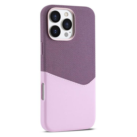 For iPhone 16 Pro Kalebol Cloth Textue Stitching Card Slot Magnetic Phone Case(Pink)