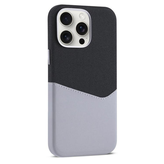 For iPhone 15 Pro Max Kalebol Cloth Textue Stitching Card Slot Magnetic Phone Case(Gray)
