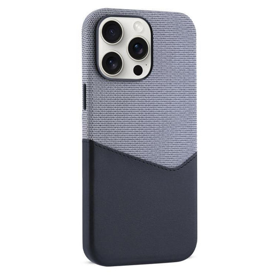 For iPhone 15 Pro Kalebol Cloth Textue Stitching Card Slot Magnetic Phone Case(Black)