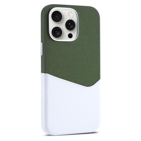 For iPhone 15 Pro Kalebol Cloth Textue Stitching Card Slot Magnetic Phone Case(Green)