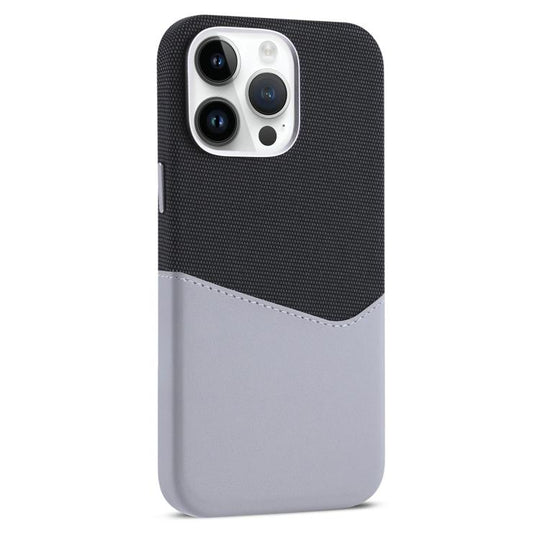For iPhone 14 Pro Kalebol Cloth Textue Stitching Card Slot Magnetic Phone Case(Gray)
