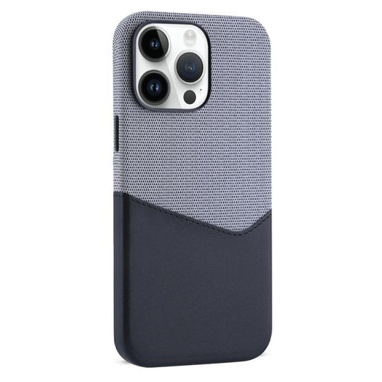 For iPhone 14 Pro Max Kalebol Cloth Textue Stitching Card Slot Magnetic Phone Case(Black)