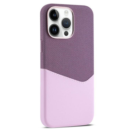 For iPhone 14 Pro Max Kalebol Cloth Textue Stitching Card Slot Magnetic Phone Case(Pink)