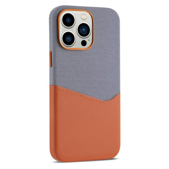 For iPhone 13 Pro Max Kalebol Cloth Textue Stitching Card Slot Magnetic Phone Case(Orange)