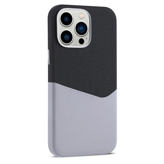 For iPhone 13 Pro Kalebol Cloth Textue Stitching Card Slot Magnetic Phone Case(Gray)