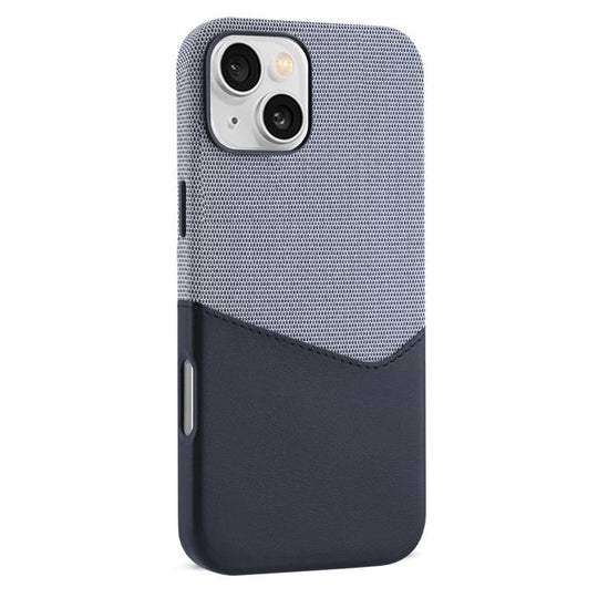 For iPhone 13 Kalebol Cloth Textue Stitching Card Slot Magnetic Phone Case(Black)