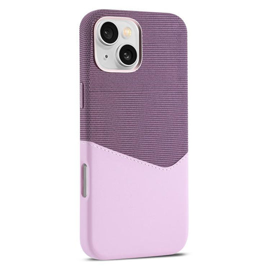 For iPhone 12 Kalebol Cloth Textue Stitching Card Slot Magnetic Phone Case(Pink)
