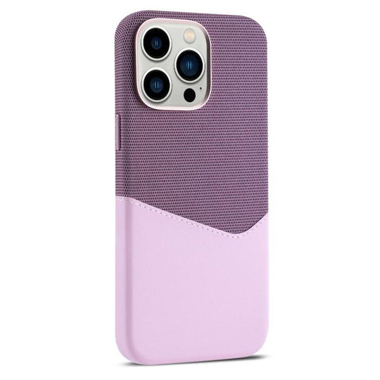 For iPhone 12 Pro Max Kalebol Cloth Textue Stitching Card Slot Magnetic Phone Case(Pink)