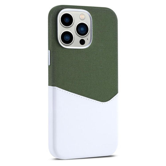 For iPhone 12 Pro Max Kalebol Cloth Textue Stitching Card Slot Magnetic Phone Case(Green)