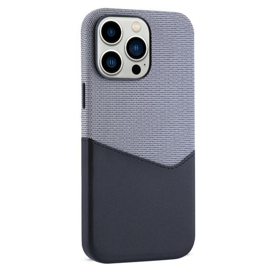 For iPhone 12 Pro Kalebol Cloth Textue Stitching Card Slot Magnetic Phone Case(Black)