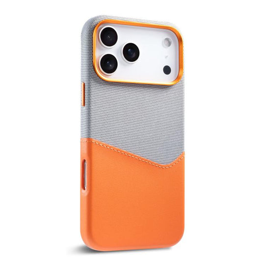 For iPhone 18 Pro Max / 17 Pro Max Kalebol Cloth Textue Stitching Card Slot Magnetic Phone Case(Orange)