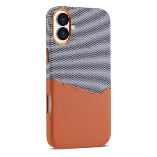 For iPhone 17 Kalebol Cloth Textue Stitching Card Slot Magnetic Phone Case(Orange)
