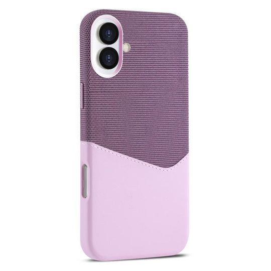 For iPhone 17 Kalebol Cloth Textue Stitching Card Slot Magnetic Phone Case(Pink)