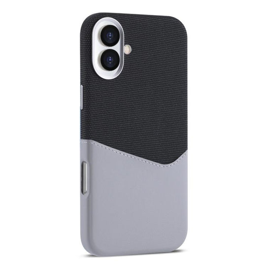 For iPhone 17 Kalebol Cloth Textue Stitching Card Slot Magnetic Phone Case(Gray)