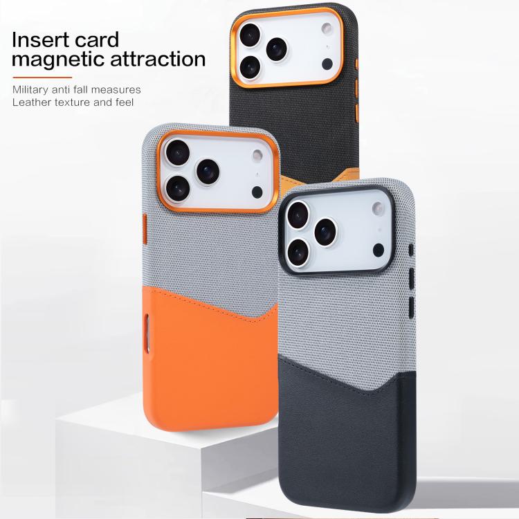 For iPhone 15 Pro Kalebol Cloth Textue Stitching Card Slot Magnetic Phone Case(Brown) - iPhone 15 Pro Cases by Kalebol | Online Shopping UK | buy2fix