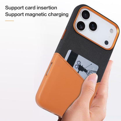 For iPhone 15 Pro Kalebol Cloth Textue Stitching Card Slot Magnetic Phone Case(Brown) - iPhone 15 Pro Cases by Kalebol | Online Shopping UK | buy2fix