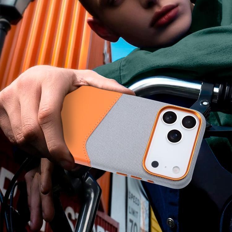 For iPhone 15 Kalebol Cloth Textue Stitching Card Slot Magnetic Phone Case(Orange) - iPhone 15 Cases by Kalebol | Online Shopping UK | buy2fix