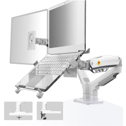 NORTH BAYOU F160-FP Tray Dual Arm Bracket Monitor Desk Mount Adjustable Laptop Holder(White) - Laptop Stand by buy2fix | Online Shopping UK | buy2fix