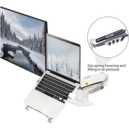 NORTH BAYOU F160-FP Tray Dual Arm Bracket Monitor Desk Mount Adjustable Laptop Holder(White) - Laptop Stand by buy2fix | Online Shopping UK | buy2fix