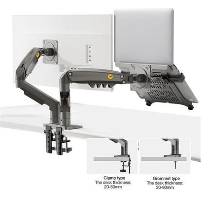 NORTH BAYOU F160-FP Tray Dual Arm Bracket Monitor Desk Mount Adjustable Laptop Holder(White) - Laptop Stand by buy2fix | Online Shopping UK | buy2fix