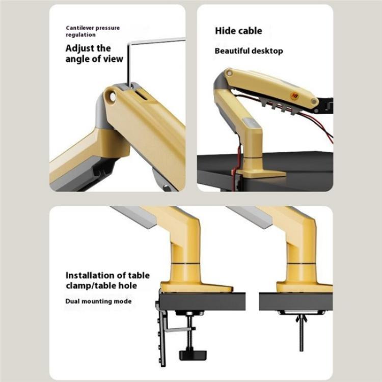 NORTH BAYOU F80 Adjustable Height Monitor Arm 17-30 Inch Displays Desk Mount Stand(Yellow) - TV Brackets & Mounts by buy2fix | Online Shopping UK | buy2fix
