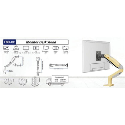 NORTH BAYOU F80 Adjustable Height Monitor Arm 17-30 Inch Displays Desk Mount Stand(Lake Blue) - TV Brackets & Mounts by buy2fix | Online Shopping UK | buy2fix