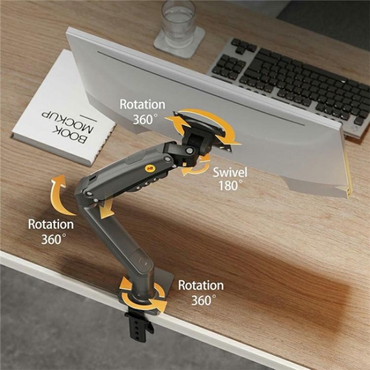 NORTH BAYOU F80 White Adjustable Height Mechanical Desk Mount 17-30 Inch Displays Stand - TV Brackets & Mounts by buy2fix | Online Shopping UK | buy2fix