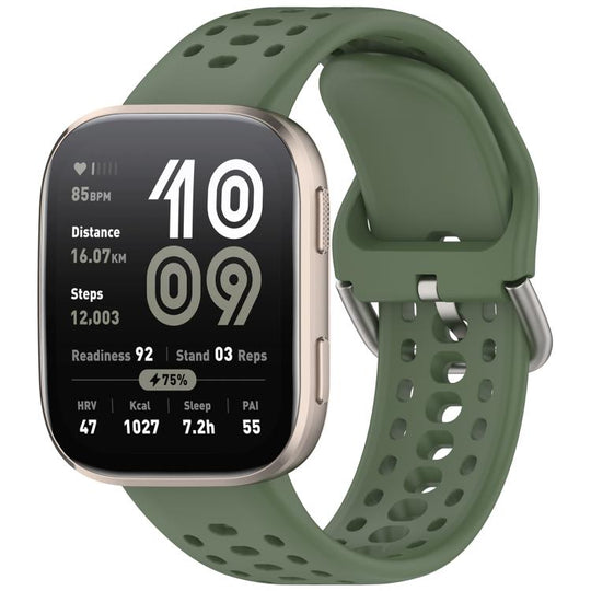 For Amazfit Bip 6 / Bip Max Quick Release Buckle Silicone Watch Band(Dark Green)