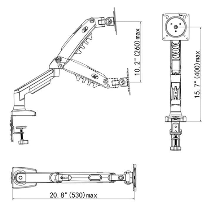 NORTH BAYOU F80-FP For 17-30 Inch Laptop Height Adjustable Desktop Mount Bracket(White) - Laptop Stand by buy2fix | Online Shopping UK | buy2fix
