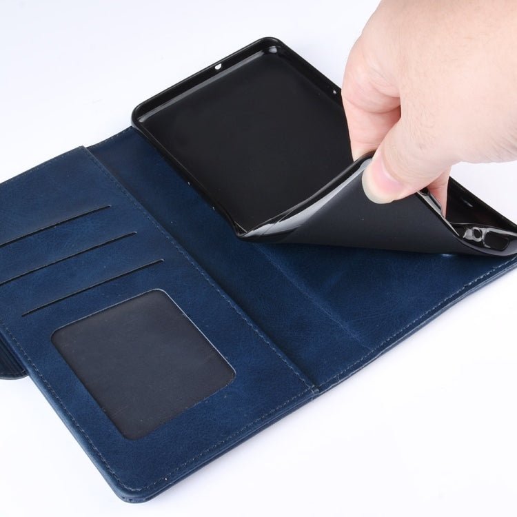 Dual-side Magnetic Buckle Horizontal Flip Leather Case for OPPO Reno 10x Zoom, with Holder & Card Slots & Wallet & Photo Frame(Dark Blue) by buy2fix